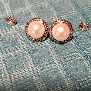White Pearl Post Earrings